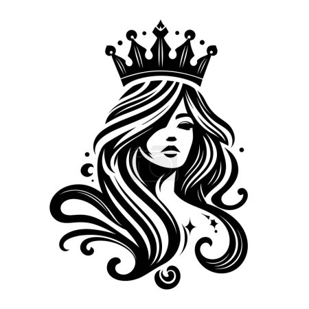 Foto de Vector mano dibujado corona con hermosa chica - Imagen libre de derechos