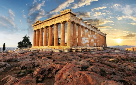 Photo for Athens - Acropolis with parthenon at sunset, Greece - Royalty Free Image