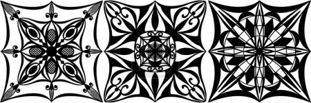 Set of simple mandalas designs on white background. The drawing is created for printing, tattoos, prints and the web