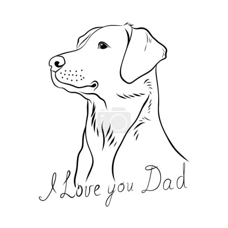 Vector drawing,tattoo,line sketch of dog head