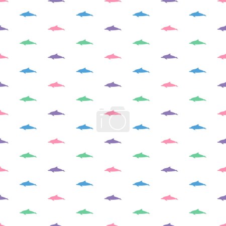 Aquatic marine pattern with colorful dolphins