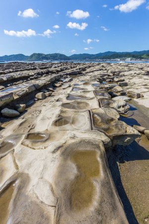 Téléchargez les photos : Le littoral de la planche à laver du diable à Aoshima île, Miyazaki, Japon - en image libre de droit