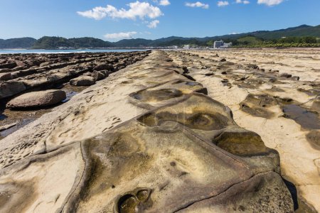 Téléchargez les photos : Le littoral de la planche à laver du diable à Aoshima île, Miyazaki, Japon - en image libre de droit