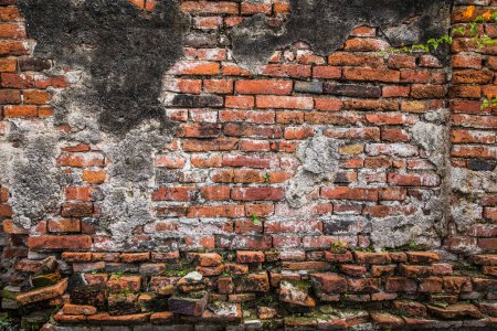 Ancient brick wall in Ayudhaya temple, Thailand