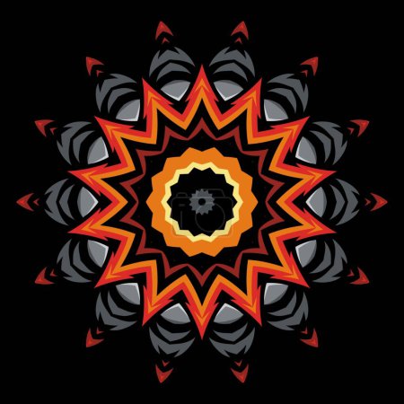 Mandala Blume Schmuck ethnische Dekoration. Farbenfrohes Gestaltungselement für Textilien, Stoff, Rahmen und Rand oder Modepapierdruck.