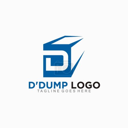 D initial logo with dumpster design concept