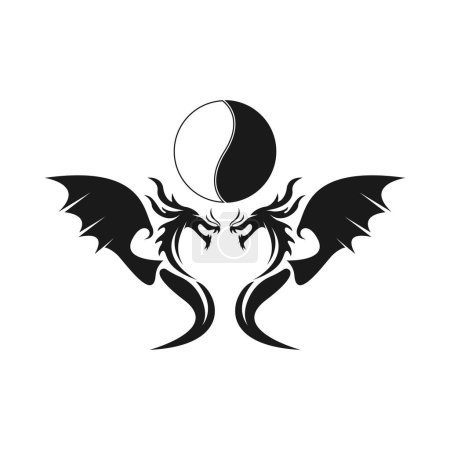 Foto de Dragon Silhouette Icono Símbolo Vector Ilustración - Imagen libre de derechos