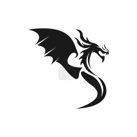 Illustration for Dragon Silhouette Icon Symbol Vector Illustration - Royalty Free Image