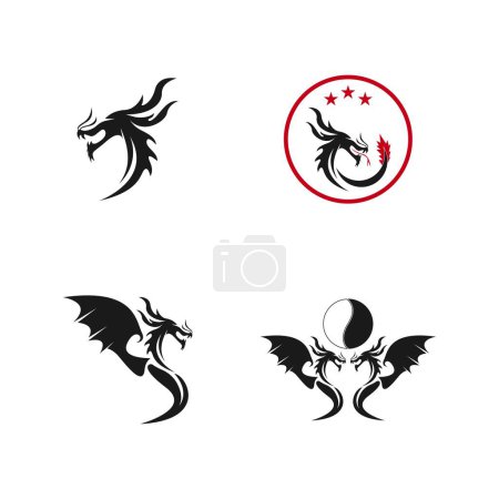 Ilustración de Dragon Silhouette Icono Símbolo Vector Ilustración - Imagen libre de derechos