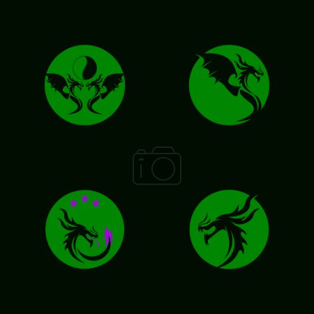 Téléchargez les illustrations : Illustration vectorielle de symbole d'icône de silhouette de dragon - en licence libre de droit