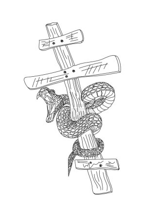 Téléchargez les photos : Un serpent autour de la croix - en image libre de droit