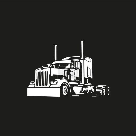 Téléchargez les photos : Silhouette d'un camion sur fond noir - en image libre de droit