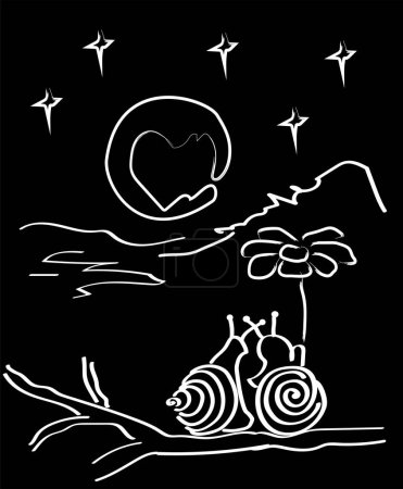 Ilustración de Dos caracoles se abrazan, amor - Imagen libre de derechos