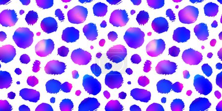 Illustration for Trendy Neon Leopard pattern horizontal background. Vector rainbow wild animal leo skin, gradient cheetah texture with holographic purple spots on white background for fashion print design, wallpapers. - Royalty Free Image