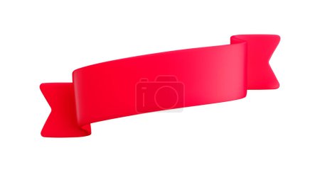 Illustration for Vector Realistic 3d Red Ribbon isolated on white background. Vintage design element, decorative sticker. Cartoon 3d shiny diagonal ribbon for sale banner, advert, game, app. - Royalty Free Image
