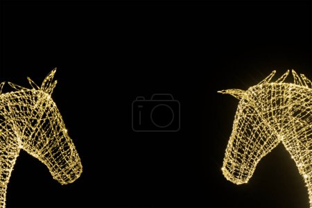 Foto de Dos caballos eléctricos se enfrentan - espectáculo de luz moderna - Imagen libre de derechos