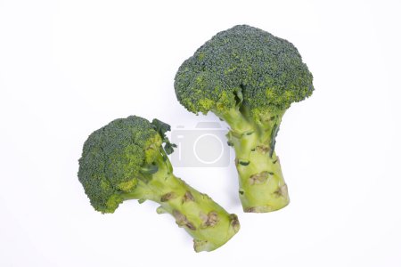 Foto de Fresh broccoli on white background photographed from above - Imagen libre de derechos