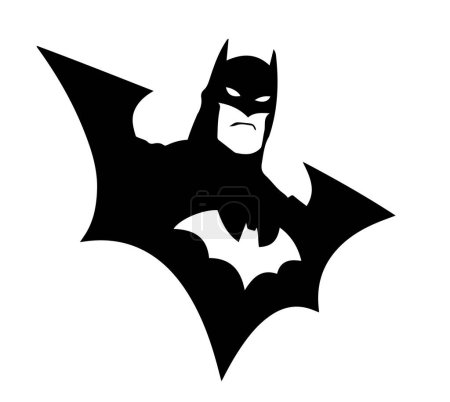Black and white Batman image in illustrator on a white background