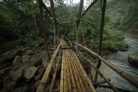 traditional bridges made of bamboo in indonesia