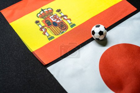 December 2022: Japan vs Spain, Football match with national flags