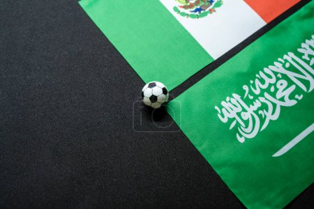 December 2022: Saudi Arabia vs Mexico, Football match with national flags