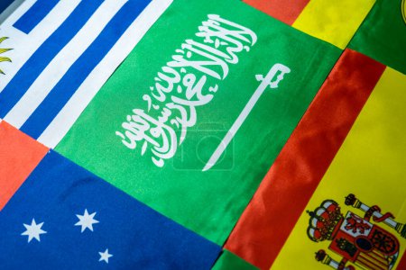 Photo for Saudi arabia flag of the participating countries in the international championship tournament - Royalty Free Image