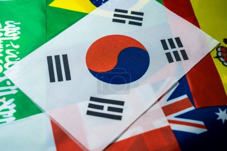 Téléchargez les photos : Drapeau de la Corée du Sud des pays participants au tournoi de championnat international - en image libre de droit