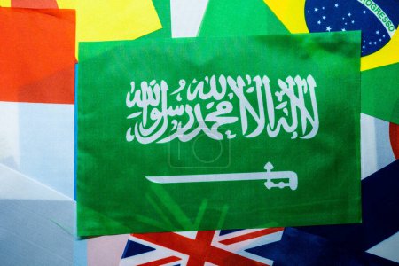 Téléchargez les photos : Drapeau de l'Arabie Saoudite des pays participants au tournoi de championnat international - en image libre de droit
