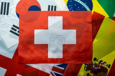 Téléchargez les photos : Drapeau Suisse des pays participants au tournoi de championnat international - en image libre de droit