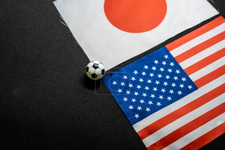Japan vs USA, Football match with national flags