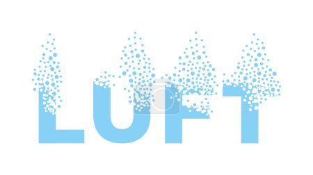 Illustration for The German word "luft" dissolve into a cloud of bubbles. - Royalty Free Image