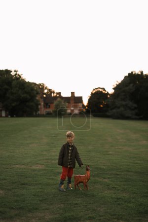 Foto de Child, kid, boy, autumn, toy, lama, profession, discover, wooden playing, happy, forest, tree, path, grass, fantasy, goggles, explorer, leaves, adventure, fun, happiness, relax,  imagination, knitted, horizontal, plaything, enjoy, playful, lying, dre - Imagen libre de derechos