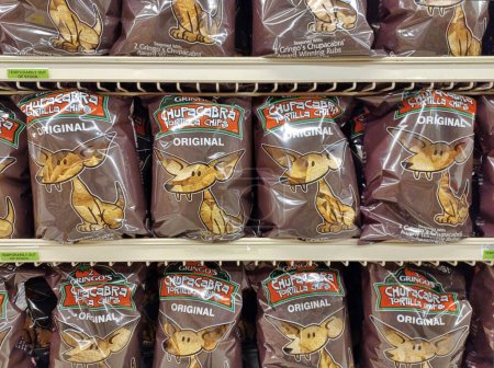 Photo for Houston, Texas USA 01-24-2022: Chupacabra Tortilla Chips displayed on a supermarket shelf in Houston, TX. Food product by 2 Gringo's company. - Royalty Free Image
