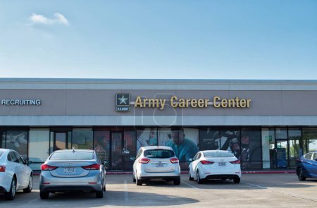 Photo for Houston, Texas USA 07-30-2023: Army Career Center storefront exterior and parking lot in Houston, TX. Local recruitment office for the US military. - Royalty Free Image