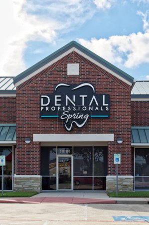 Photo for Houston, Texas USA 09-24-2023: Dental Professionals of Spring storefront exterior in Houston, TX. Private dental practice business outside view. - Royalty Free Image