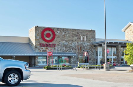 Photo for Houston, Texas USA 09-24-2023: Target shopping center storefront exterior and parking lot in Houston, TX. Large American retail chain founded in 1902. - Royalty Free Image