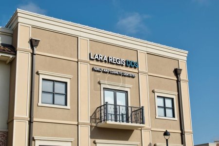 Photo for Houston, Texas USA 07-30-2023: Lara Regis DDS building storefront exterior in Vintage Park, Houston TX. Private dental practice business outside view. - Royalty Free Image