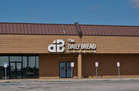 Photo for Houston, Texas USA 08-30-2023: The Daily Bread church storefront exterior and parking lot in Houston, TX. Non-denominational church of Christianity. - Royalty Free Image