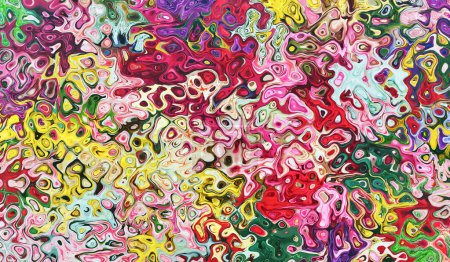 Multicolor abstract swirls and psychedelic patterns colorful and vibrant background image.