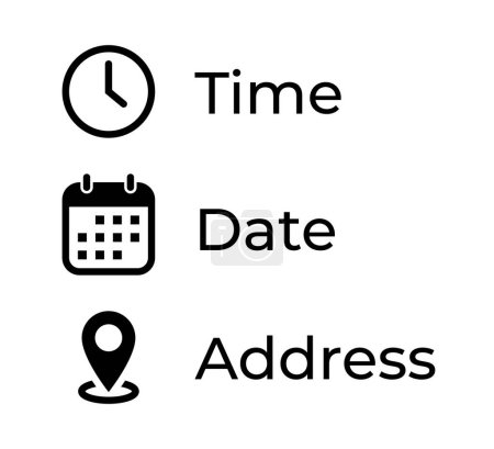 Illustration for Time, date, address icon vector in trendy style - Royalty Free Image