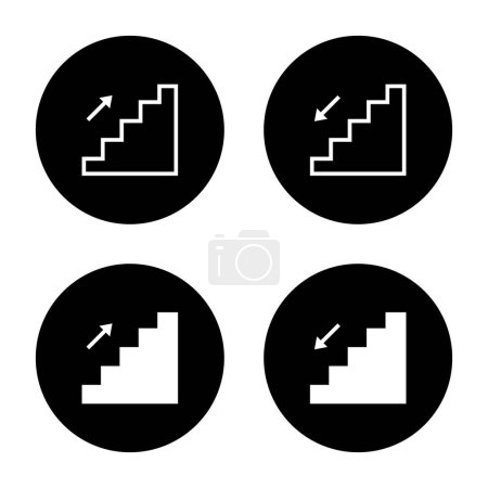 Téléchargez les illustrations : Vecteur d'icône d'escalier. Symbole en haut et en bas - en licence libre de droit