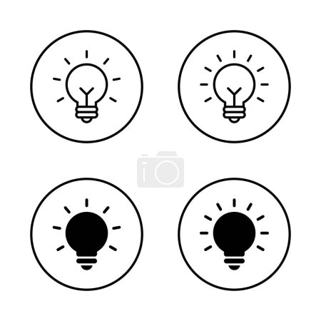 Téléchargez les illustrations : Ampoule, vecteur d'icône de lampe. Symbole du signe lumineux - en licence libre de droit