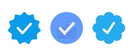 Blaues Häkchen überprüft Badge Symbol Vektor. Offizielles Account-Symbol in den sozialen Medien