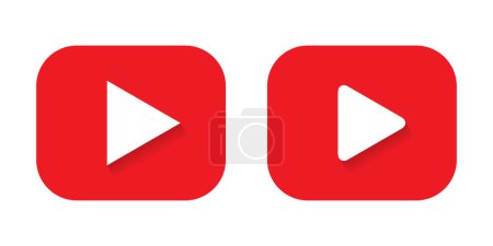 Illustration for Play button Youtube icon vector in red rectangle. Video player button sign symbol - Royalty Free Image