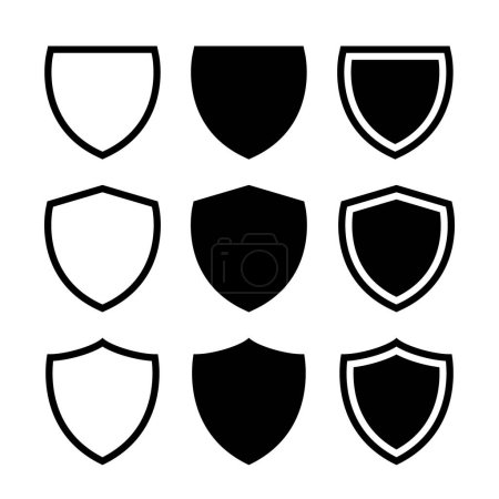 Illustration for Shield icon vector set collection in flat style. Protect, security protection sign symbol - Royalty Free Image