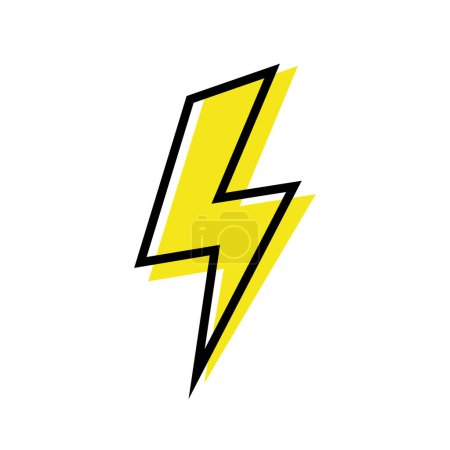 Illustration for Lightning bolt icon vector with black outline. Thunderbolt, charge sign symbol - Royalty Free Image