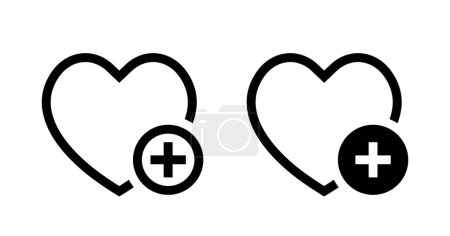 Ilustración de Añadir a la lista de deseos love line icon vector. Corazón con símbolo más - Imagen libre de derechos