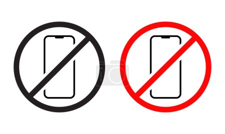 Éteignez le panneau smartphone. Pas d'icône de téléphone portable. Cellulaire barrant vecteur de symbole