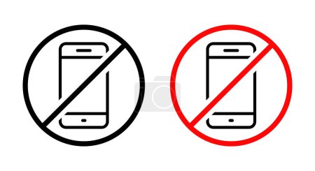 No smartphone area sign icon. Turn off cellphone symbol. Mobile phone barring vector