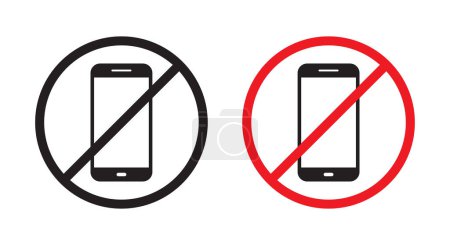 Pas d'icône de panneau de zone de téléphone portable. Éteignez le symbole smartphone. Téléphone portable barrant vecteur